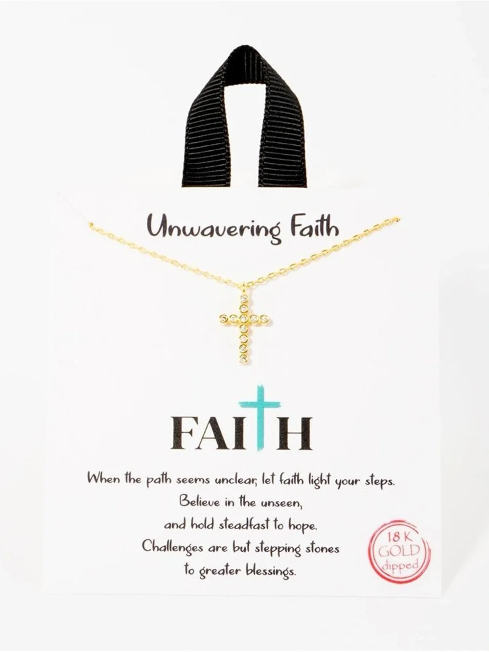 Gold Cross Pendant Necklace - Faith Card - Picture 3 of 8